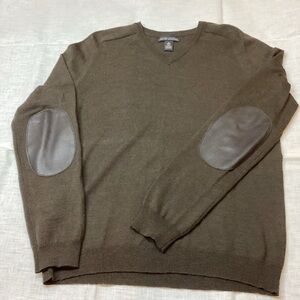 Banana Republic V-Neck Brown Sweater with Elbow Patches